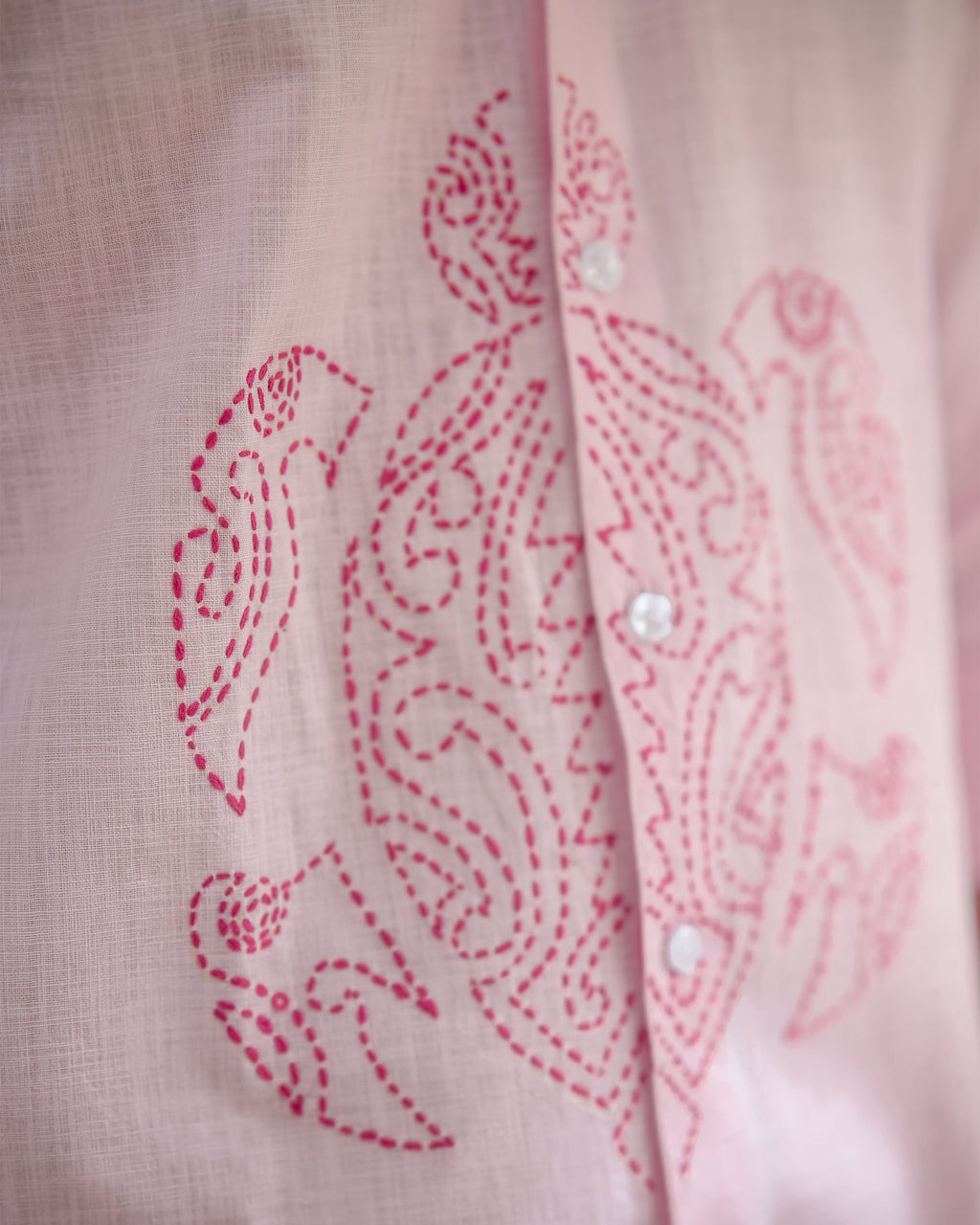 Hand embroidered cotton linin shirt