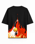 Rengoku Flame Hashira Oversized T-Shirt – Black
