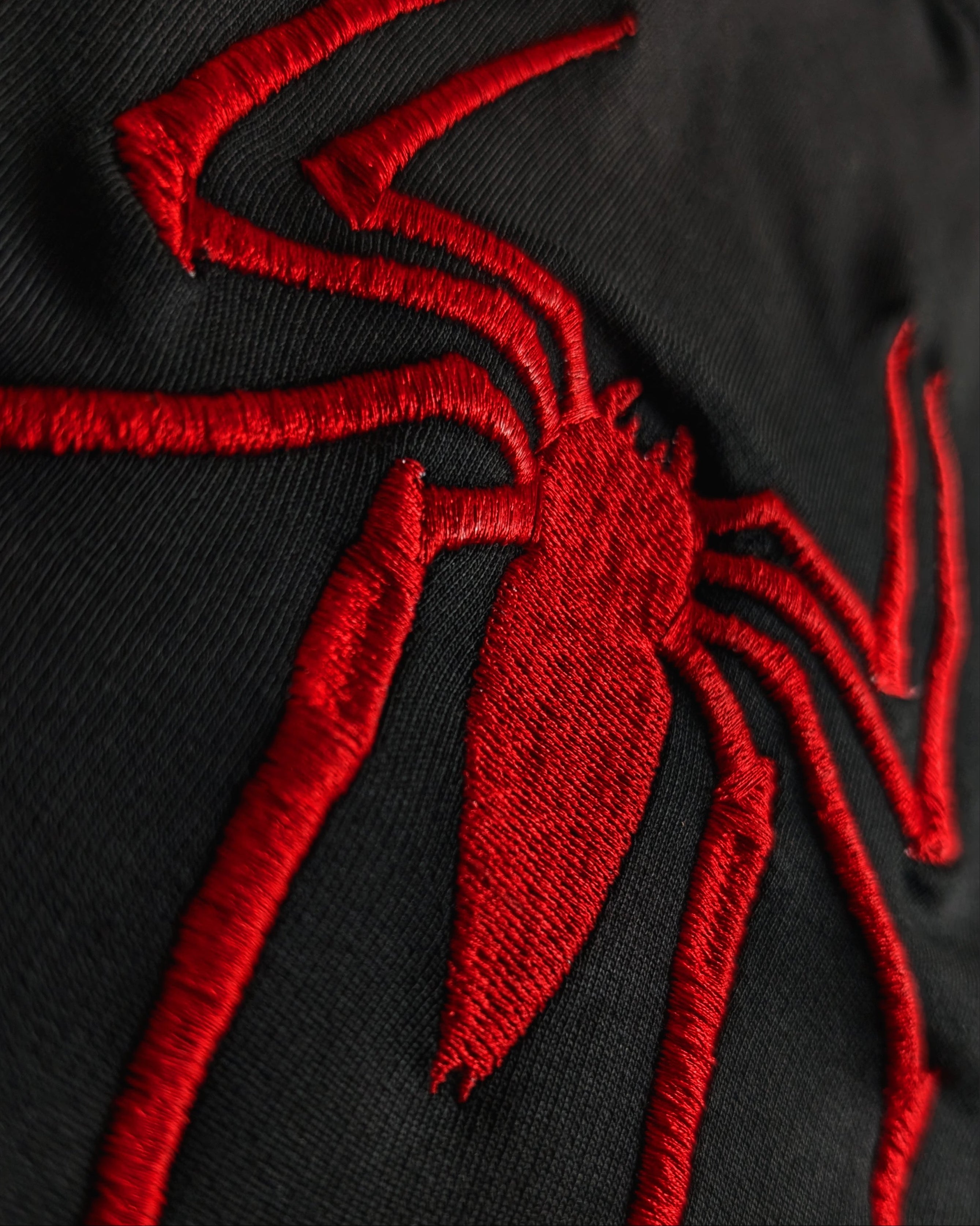 Embroidered Spider Man T-Shirt Black Oversized
