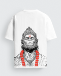 Hanuman Meditate Unisex Oversized White tee