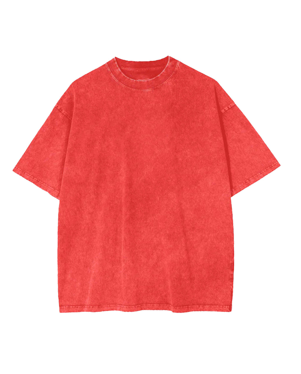 Unisex Red Acid-Wash Oversized Tee