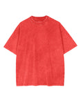 Unisex Red Acid-Wash Oversized Tee