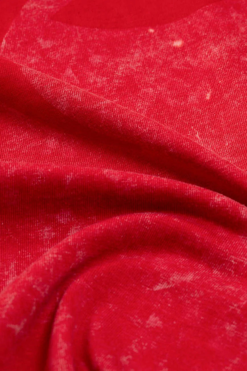 Unisex Red Acid-Wash Oversized Tee
