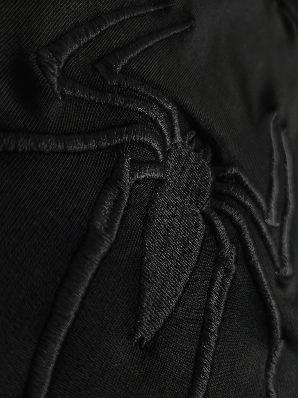 Black & Black Embroidered Spider Man T-Shirt Oversized