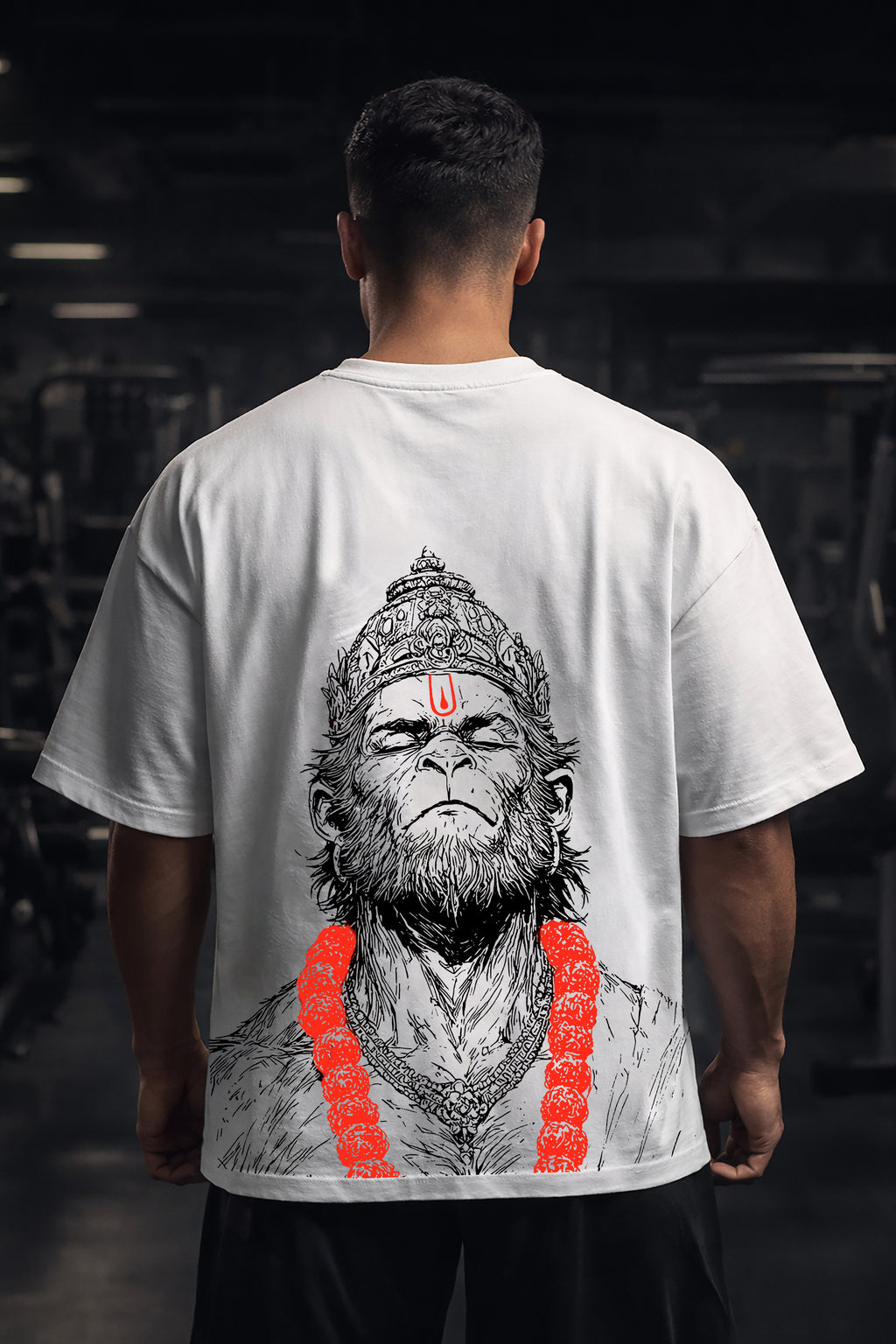 Hanuman Meditate Unisex Oversized White tee
